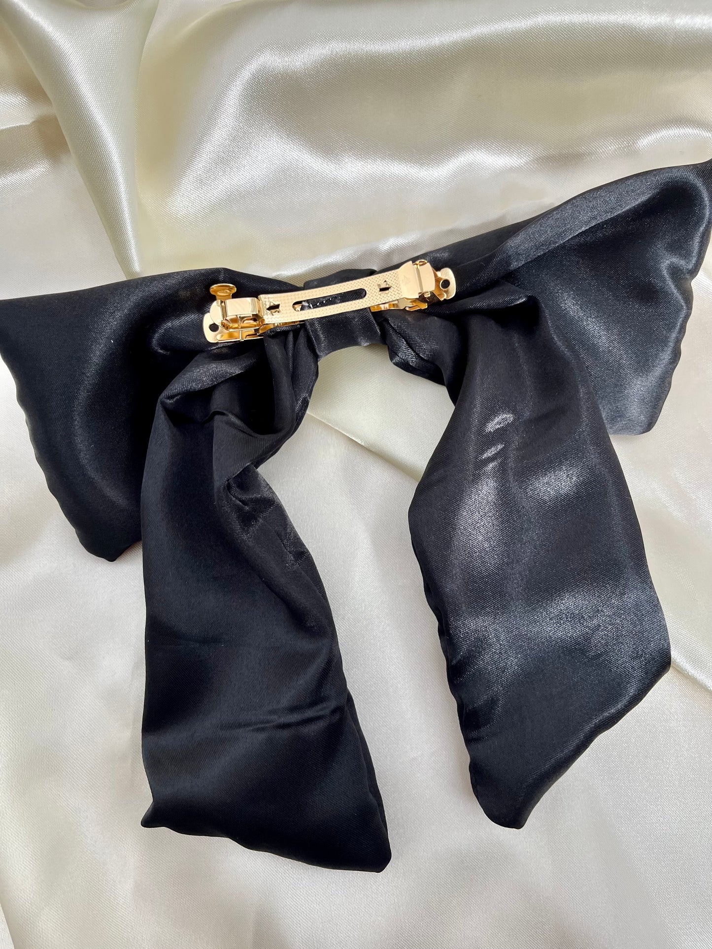 Emma black satin bow